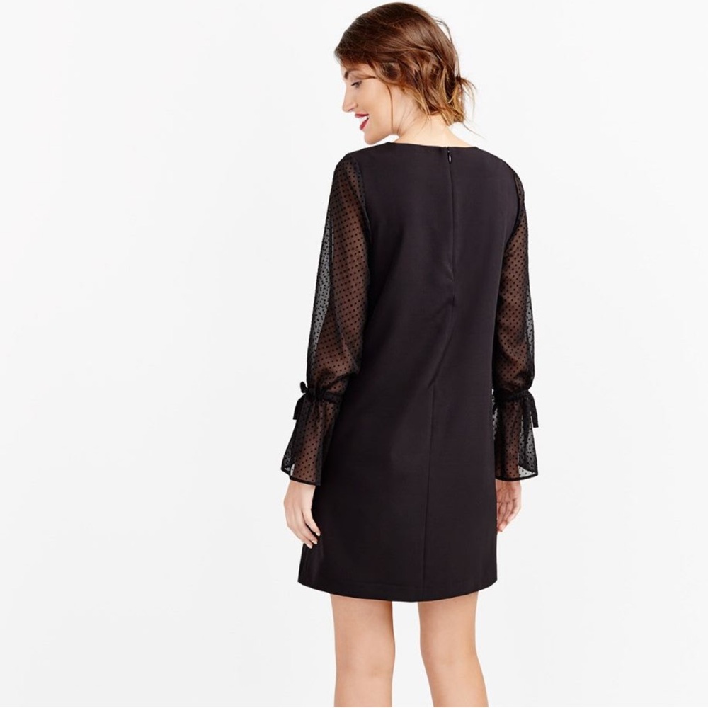 Mango Black Mini Dress with Polka Dot Sheer Sleeves, Size S, Brand New